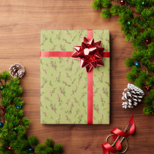 Willekeurig gestrooide bloemen op chartreuse groen cadeaupapier