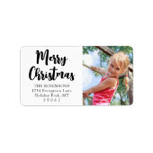 Willekeurig tekstscript Kerst foto retour adres Etiket (Voorkant)