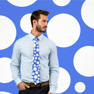 Willekeurig wit Polka Dot Pattern op Royal Blue St Stropdas