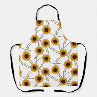Willekeurige Art Nouveau Zonnebloemen Retro Bloem Schort