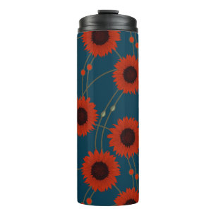 Willekeurige Art Nouveau Zonnebloemen Retro Bloeme Thermosbeker