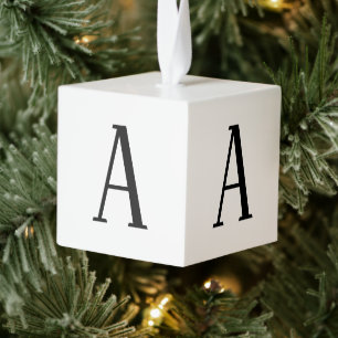 Willekeurige brief   Zwart-wit of doe-het-zelf kle Kubus Ornament