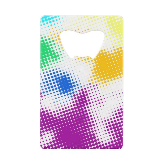 Willekeurige halftone kleurrijke achtergrond kredietkaart flessenopener (Voorkant)