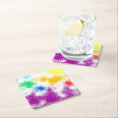 Willekeurige halftone kleurrijke achtergrond vierkante kartonnen onderzetter (Insitu)