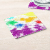 Willekeurige halftone kleurrijke achtergrond vierkante kartonnen onderzetter (Schuin)