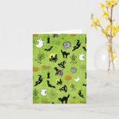 Willekeurige Halloween Patroon Groen BG Kaart (Gele Bloem)