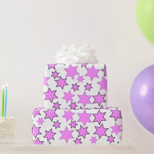 Willekeurige helroze sterren cadeaupapier