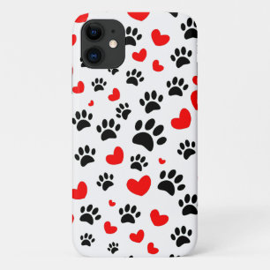 Willekeurige honden schilderen afdrukken en rode h iPhone 11 hoesje
