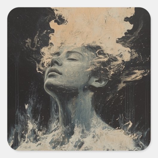 Willekeurige kunst die mijn kat maakte vierkante sticker (Voorkant)