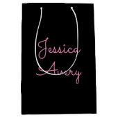 Willekeurige naam | Cool Editable Pink Script op z Medium Cadeauzakje (Voorkant)