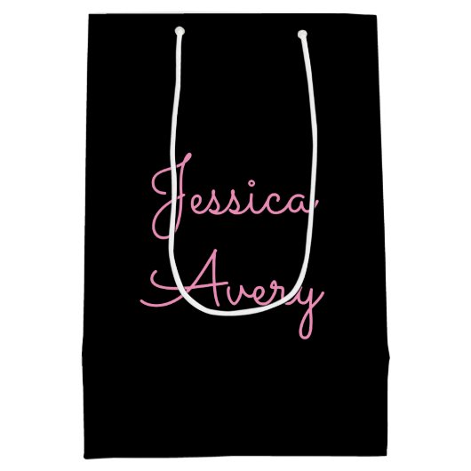 Willekeurige naam | Cool Editable Pink Script op z Medium Cadeauzakje (Achterkant)