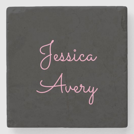 Willekeurige naam | Cool Editable Pink Script op z Stenen Onderzetter (Voorkant)