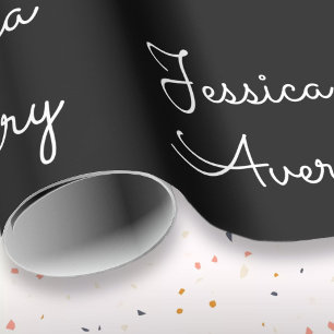 Willekeurige naam   Cool Editable White Script op  Cadeaupapier