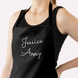 Willekeurige naam Cool Editable White Script op Schort