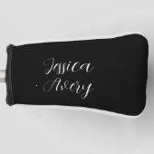 Willekeurige naam | Elegant bewerkbaar wit script  Golfheadcover (Voorkant)
