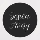 Willekeurige naam | Elegant bewerkbaar wit script Labels (Design 2)