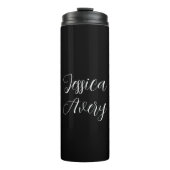 Willekeurige naam | Elegant bewerkbaar wit script  Thermosbeker (Voorkant)