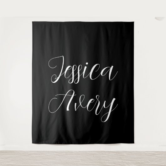 Willekeurige naam | Elegant bewerkbaar wit script  Wandkleed (Voorkant)