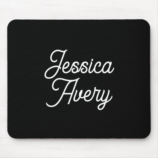 Willekeurige naam | Elegant  wit script op zwart Muismat (Voorkant)