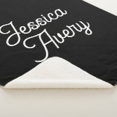 Willekeurige naam | Elegant  wit script op zwart Sherpa Deken (3/4)