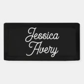 Willekeurige naam | Elegant  wit script op zwart Spandoek (Horizontaal)