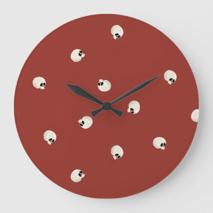 Willekeurige Schattigee Kawaii Skull Stippen rood Grote Klok