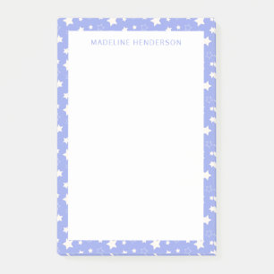 Willekeurige Witte Sterren Lichtblauw Monogram Post-it® Notes