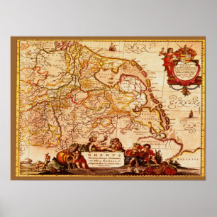 Willem Blaeu Old Rijneland Germanic Map Series Poster