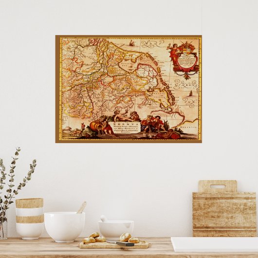 Willem Blaeu Old Rijneland Germanic Map Series Poster (Keuken)
