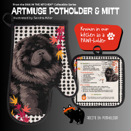 WILLEM zwarte chow Ovenwant en Pothouders & Pannenlap Set