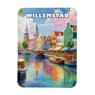 Willemstad: Levendige kleuren van het Caribisch ge Magneet