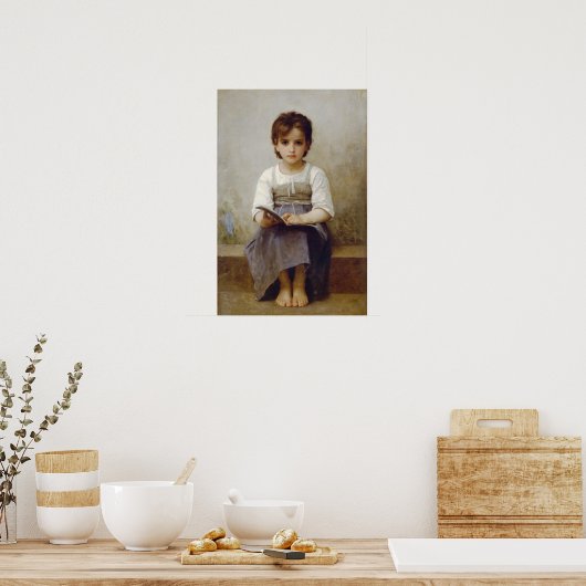 William-Adolphe Bouguereau-The Difficult Lesson Poster (Keuken)