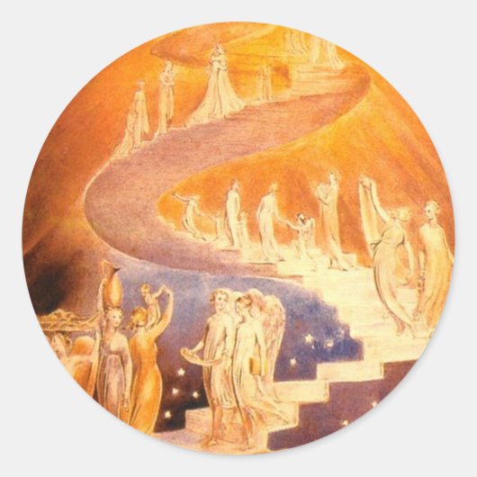 William Blake's Jacob's Ladder Ronde Sticker (Voorkant)