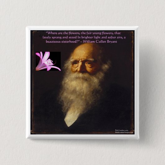 William Cullen Bryant Flower Poem Vierkante Button 5,1 Cm (Voorkant)