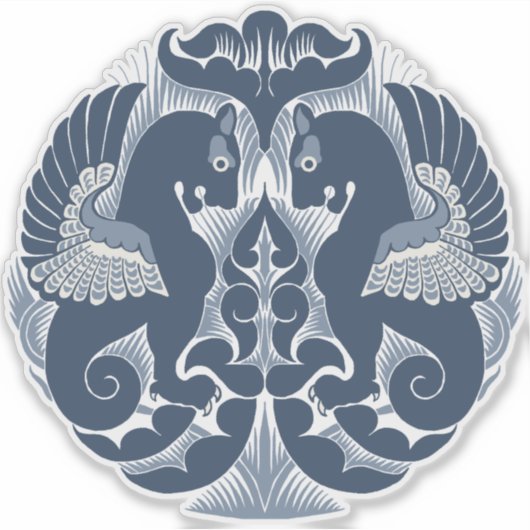 William De Morgan Blue Griffins Vinyl Sticker (Voorkant)