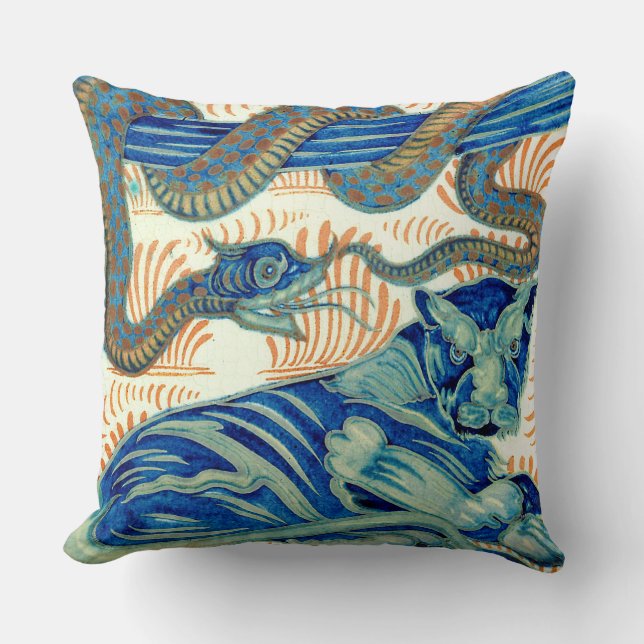 William de Morgan De tijger en de slangenkruiderij Kussen (Voorkant)