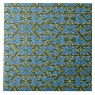 William De Morgan Flower Motifs Blue Tegeltje