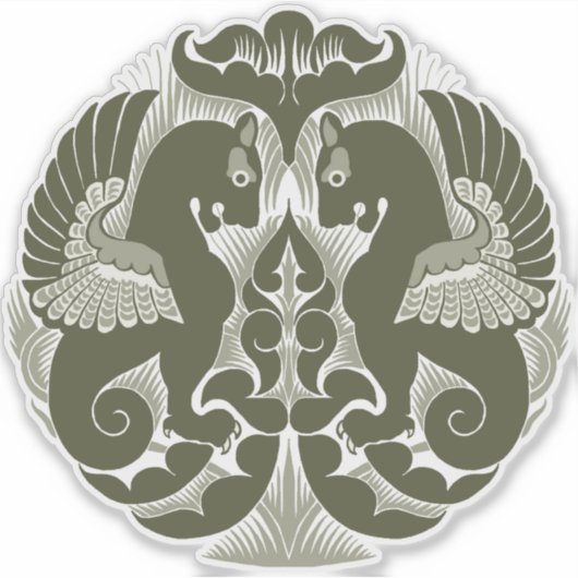 William De Morgan Green Griffins Vinyl Sticker (Devant)