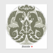 William De Morgan Green Griffins Vinyl Sticker (Feuille)