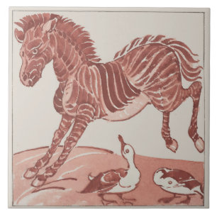 William De Morgan - Kicking Zebra Tegeltje