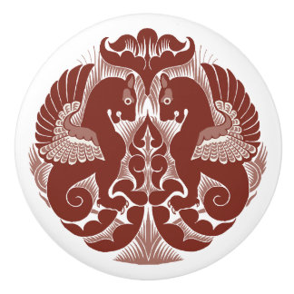 William De Morgan Rode Griffioenen Keramische Trek Knop