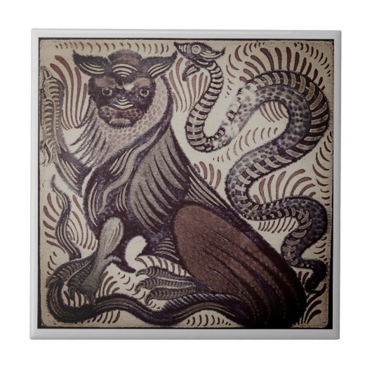 William * De Morgan Tiger en Snake Brown| Tegeltje (Voorkant)