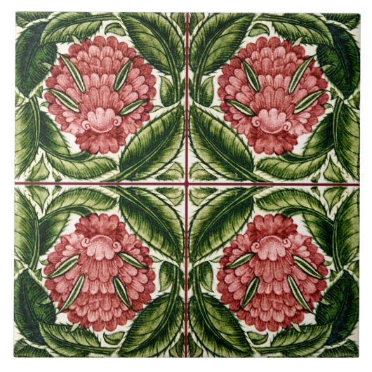 William De Morgan Victoriaans Ceramics Tegeltje (Voorkant)