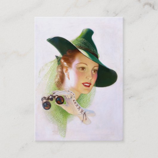 William Fulton Soare: Vrouw met binoculair Visitekaartje (Voorkant)