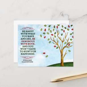William Gladstone Inspirerend quote "Happiness" Briefkaart