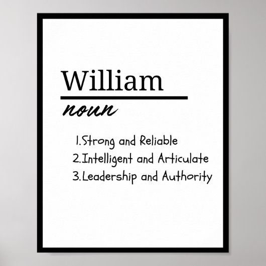 William, jongen gepersonaliseerde naam definitie poster (Voorkant)