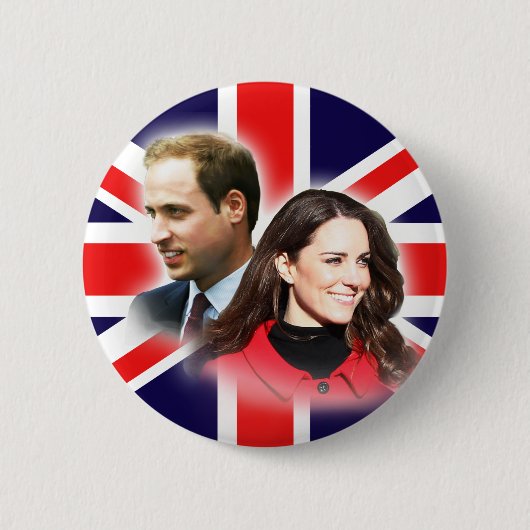 William & Kate British Flag Button (Voorkant)