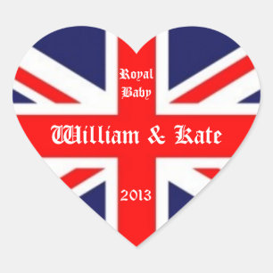 William & Kate/Royal Baby-Union Jack Hart Sticker