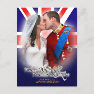 William & Kate Royal Mariage Carte postale Kiss