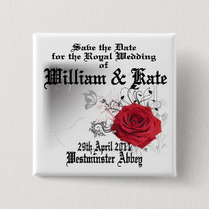 William & Kate Royal Wedding Collectibles Souvenir Vierkante Button 5,1 Cm